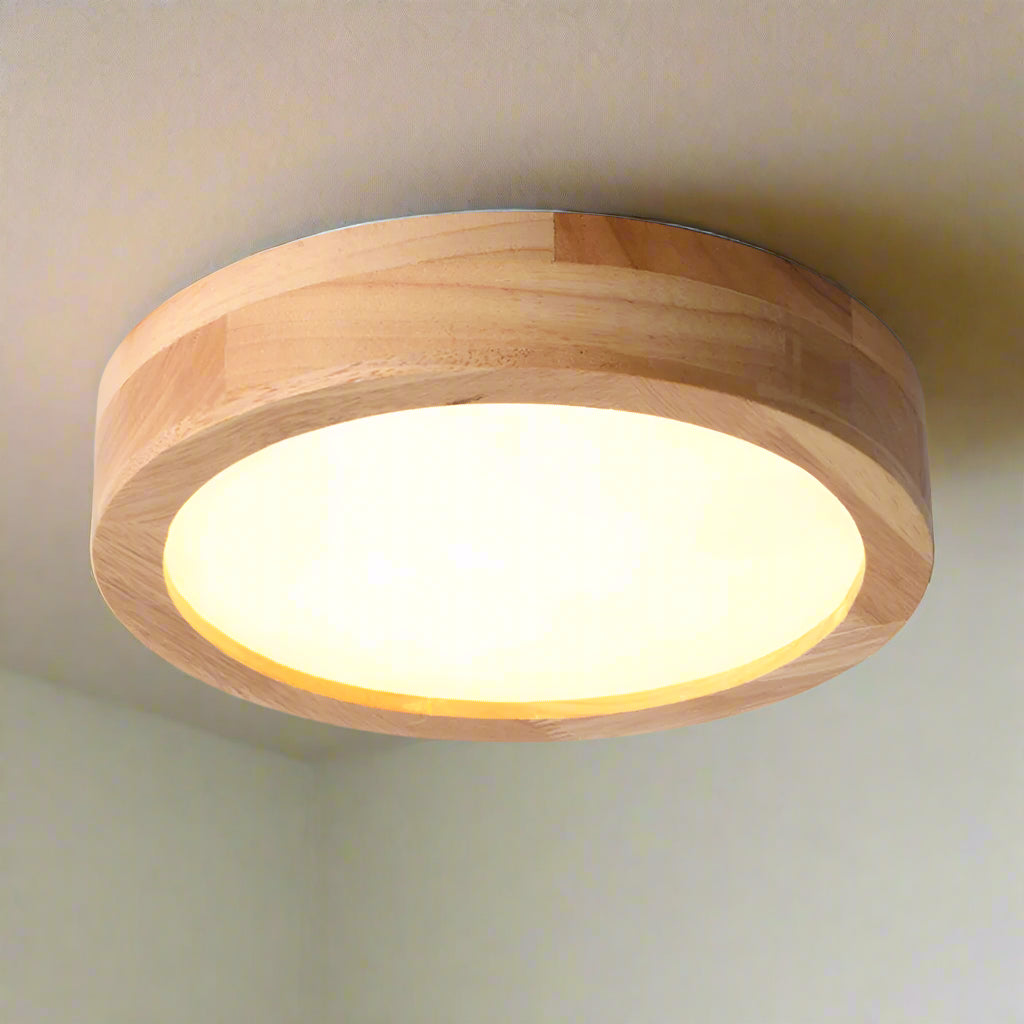 Wooden LED Flush Mount Ceiling Light Fixture – Elegant Design for Home Illumination 9
