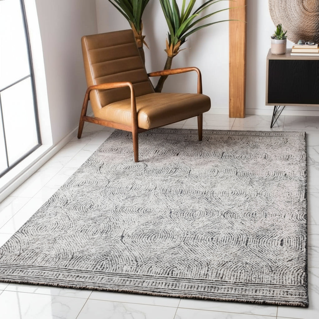 Modern Abstract Design Wool Tufted Rectangle Rug